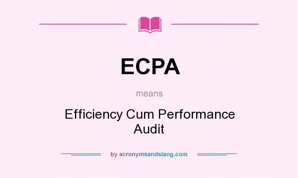 What does ECPA mean? It stands for Efficiency Cum Performance Audit