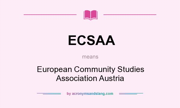 What does ECSAA mean? It stands for European Community Studies Association Austria