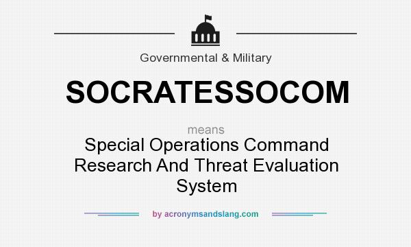 What does SOCRATESSOCOM mean? It stands for Special Operations Command Research And Threat Evaluation System
