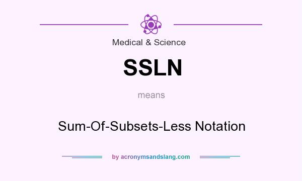 What does SSLN mean? It stands for Sum-Of-Subsets-Less Notation