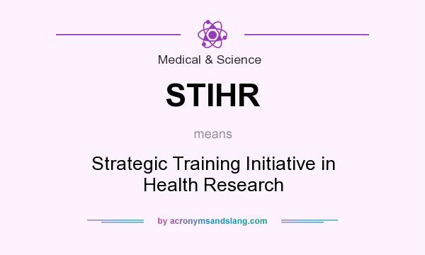What does STIHR mean? It stands for Strategic Training Initiative in Health Research