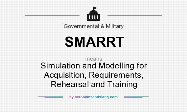 What does SMARRT mean? It stands for Simulation and Modelling for Acquisition, Requirements, Rehearsal and Training