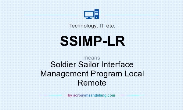 What does SSIMP-LR mean? It stands for Soldier Sailor Interface Management Program Local Remote