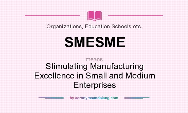 What does SMESME mean? It stands for Stimulating Manufacturing Excellence in Small and Medium Enterprises
