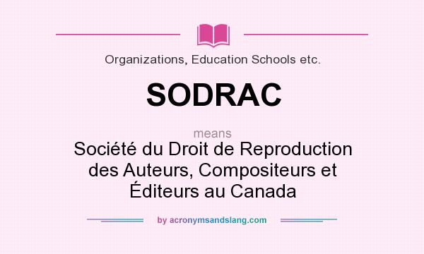 What does SODRAC mean? It stands for Société du Droit de Reproduction des Auteurs, Compositeurs et Éditeurs au Canada