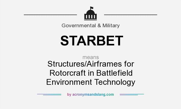 What does STARBET mean? It stands for Structures/Airframes for Rotorcraft in Battlefield Environment Technology