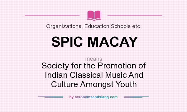 What does SPIC MACAY mean? It stands for Society for the Promotion of Indian Classical Music And Culture Amongst Youth