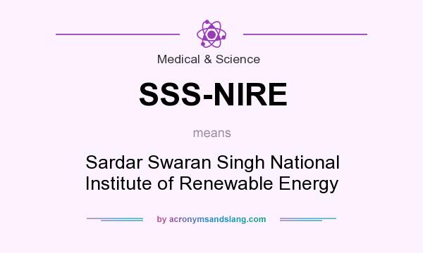 What does SSS-NIRE mean? It stands for Sardar Swaran Singh National Institute of Renewable Energy