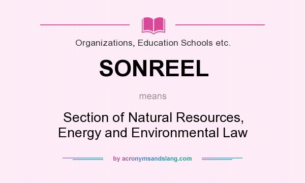 What does SONREEL mean? It stands for Section of Natural Resources, Energy and Environmental Law