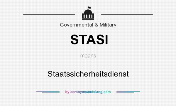 What does STASI mean? It stands for Staatssicherheitsdienst