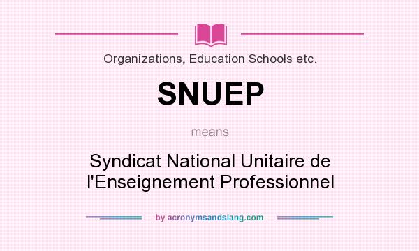 What does SNUEP mean? It stands for Syndicat National Unitaire de l`Enseignement Professionnel