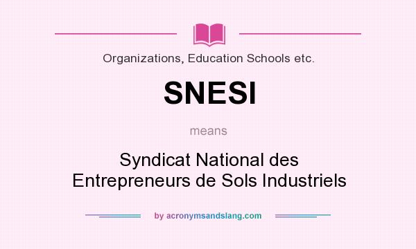 What does SNESI mean? It stands for Syndicat National des Entrepreneurs de Sols Industriels