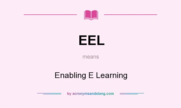 What does EEL mean? It stands for Enabling E Learning