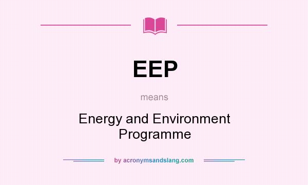 What does EEP mean? It stands for Energy and Environment Programme