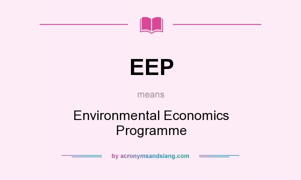What does EEP mean? It stands for Environmental Economics Programme