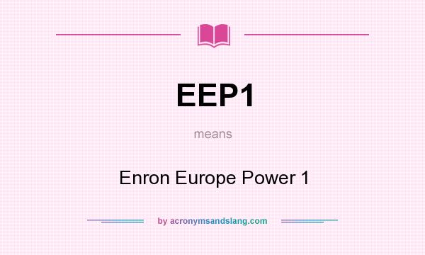 What does EEP1 mean? It stands for Enron Europe Power 1