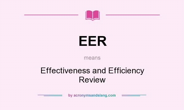 What does EER mean? It stands for Effectiveness and Efficiency Review