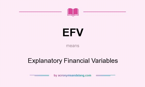 What does EFV mean? It stands for Explanatory Financial Variables