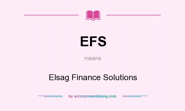 What does EFS mean? It stands for Elsag Finance Solutions