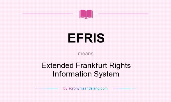 What does EFRIS mean? It stands for Extended Frankfurt Rights Information System