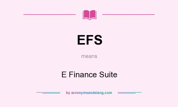 What does EFS mean? It stands for E Finance Suite