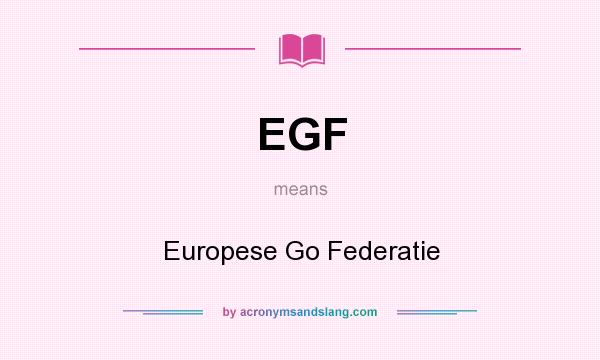 What does EGF mean? It stands for Europese Go Federatie