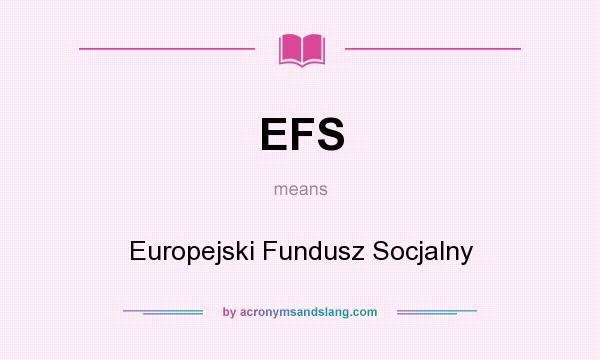 What does EFS mean? It stands for Europejski Fundusz Socjalny
