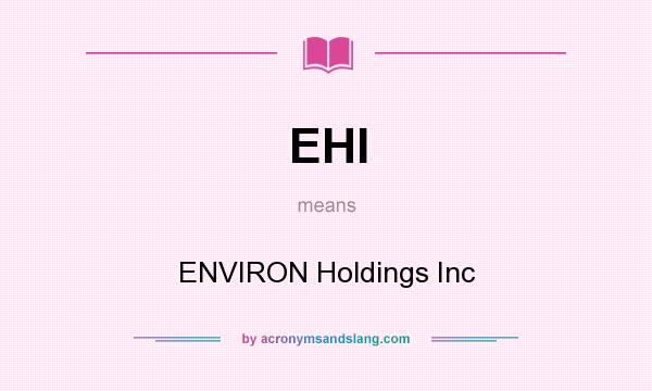 What does EHI mean? It stands for ENVIRON Holdings Inc