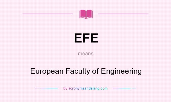 What does EFE mean? It stands for European Faculty of Engineering