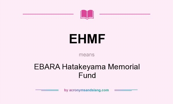 What does EHMF mean? It stands for EBARA Hatakeyama Memorial Fund