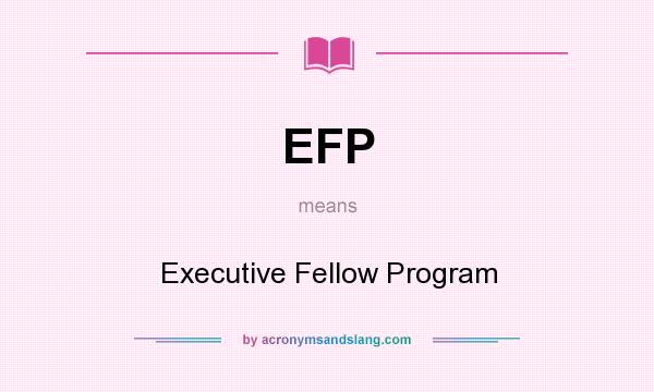What does EFP mean? It stands for Executive Fellow Program