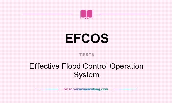 What does EFCOS mean? It stands for Effective Flood Control Operation System