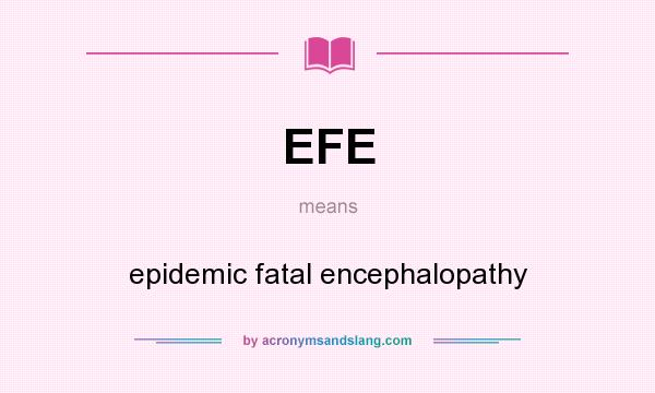 What does EFE mean? It stands for epidemic fatal encephalopathy