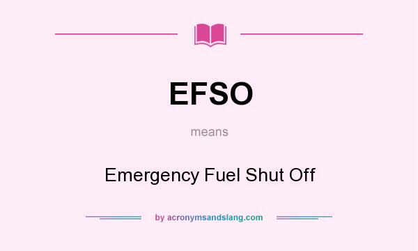 What does EFSO mean? It stands for Emergency Fuel Shut Off
