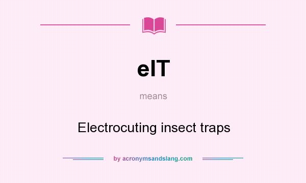 What does eIT mean? It stands for Electrocuting insect traps