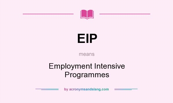 What does EIP mean? It stands for Employment Intensive Programmes