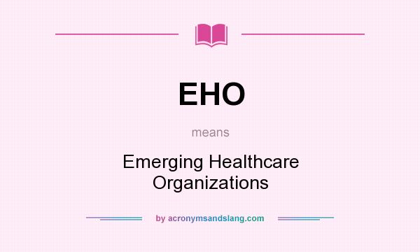 What does EHO mean? It stands for Emerging Healthcare Organizations
