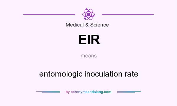 What does EIR mean? It stands for entomologic inoculation rate