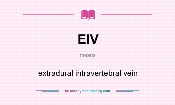 What does EIV mean? It stands for extradural intravertebral vein