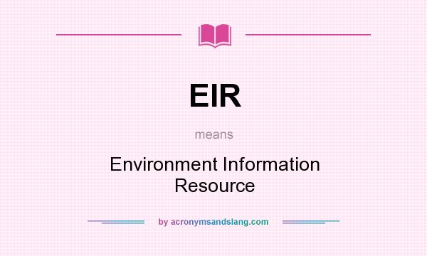 What does EIR mean? It stands for Environment Information Resource