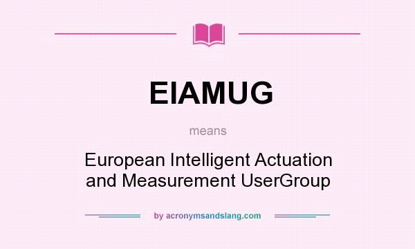 What does EIAMUG mean? It stands for European Intelligent Actuation and Measurement UserGroup