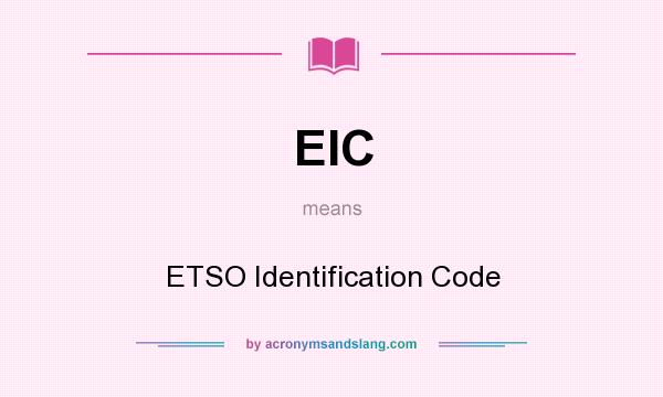 What does EIC mean? It stands for ETSO Identification Code
