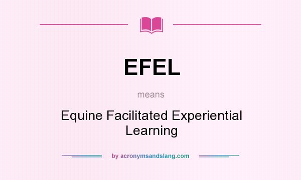 What does EFEL mean? It stands for Equine Facilitated Experiential Learning