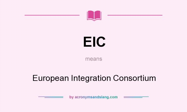 What does EIC mean? It stands for European Integration Consortium