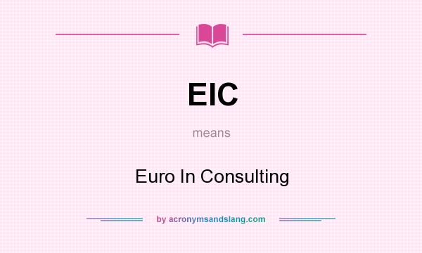 What does EIC mean? It stands for Euro In Consulting