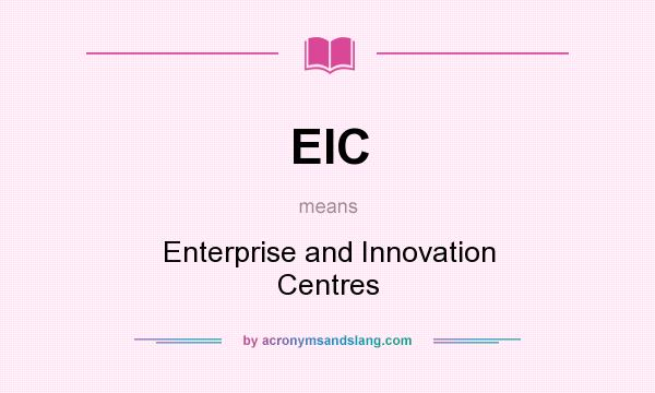What does EIC mean? It stands for Enterprise and Innovation Centres