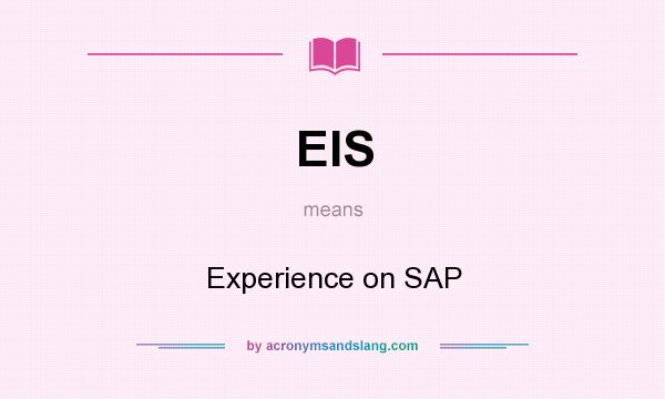 What does EIS mean? It stands for Experience on SAP