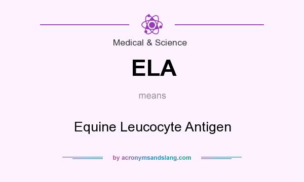 What does ELA mean? It stands for Equine Leucocyte Antigen