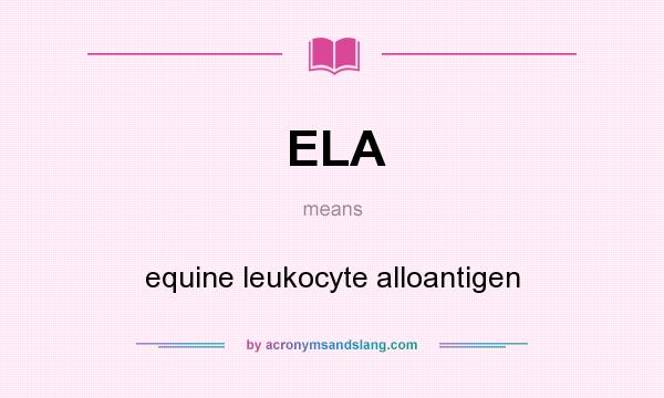 What does ELA mean? It stands for equine leukocyte alloantigen