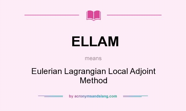 What does ELLAM mean? It stands for Eulerian Lagrangian Local Adjoint Method